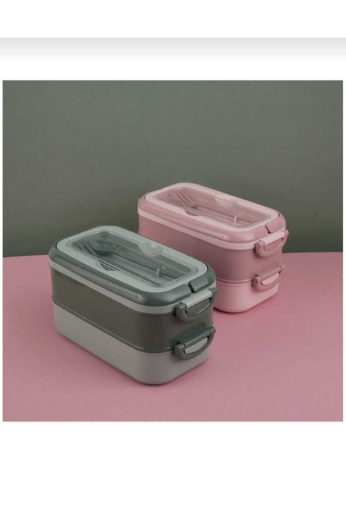 LUNCH BOX DİYET+ ÖĞÜN TAŞIMA İÇİN 2 KATLI KAŞIK ÇATALLI BESLENME KUTUSU 1,8 LT