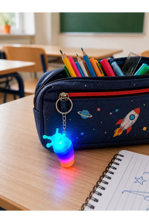 Renkli Led Işıklı Salyangoz Anahtarlık Çanta Süsü Stres Oyuncak Çanta Aksesuarı Sevimli Figür