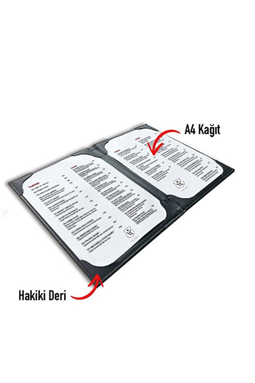 Suni Deri Menü Kabı Yemek Menüsü Restaurant Cafe Otel Menü A4 Lacivert