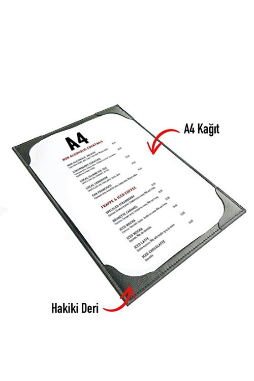 Suni Deri Menü Kabı Yemek Menüsü Restaurant Cafe Otel Menü A4 Lacivert
