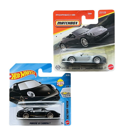 2 Araç Set - Porsche 911 T - Siyah & Matchbox Porsche 911 Cabriolet - Gri - JJK80 - HHV28