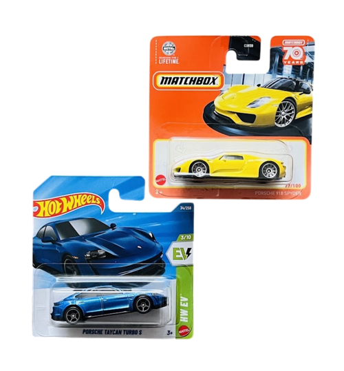 2 Araç Set - Porsche Taycan Turbo S - Mavi & Matchbox Porsche 918 Spyder - Sarı - JJL01 - HLC88