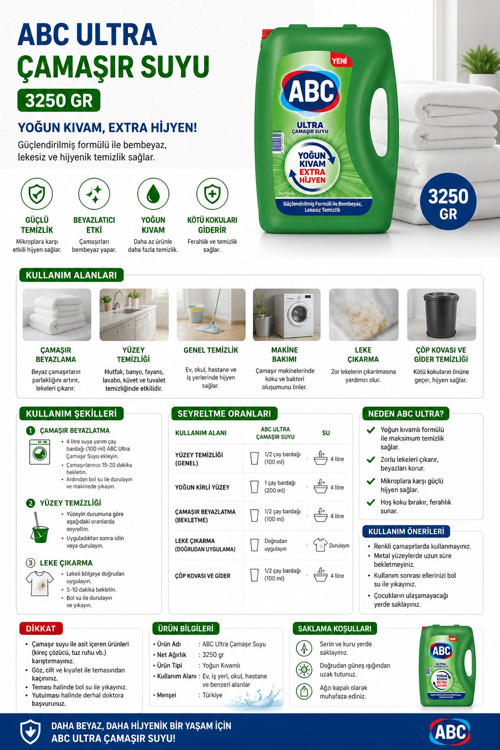 Ultra Çamaşır Suyu 3250 Gr