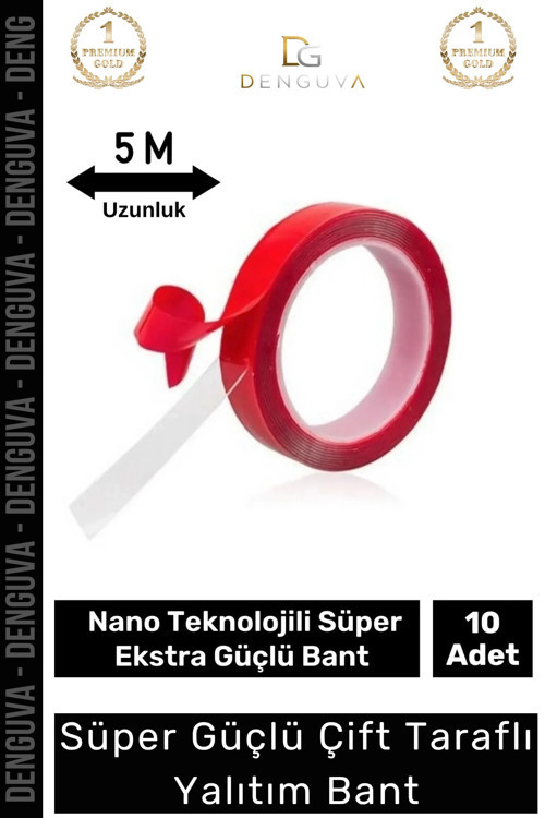 Ekstra Güçlü Çok Amaçlı Çift Taraflı Tamir Dış Mekan Montaj 5mt Silikon Şeffaf Bant 10 Adet
