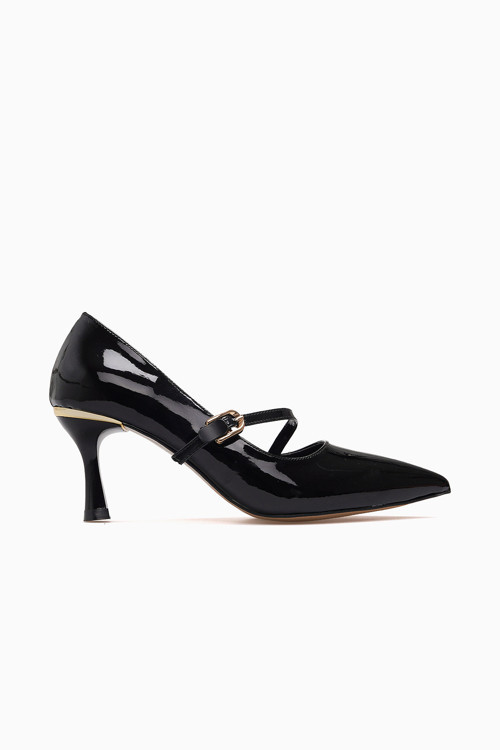 Kadın Stiletto Ayakkabı 26y K145-26204 Siyah Rugan