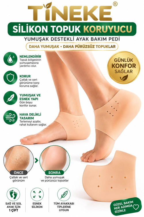 Silikon Topuk Koruyucu Jel Ped Topuk Çatlak Önleyici Yumuşak Destekli Ayak Bakım Pedi