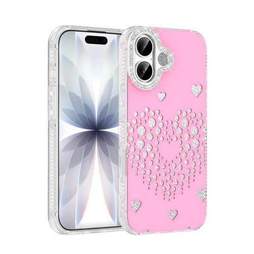 iPhone 17 Kılıf Damla Taşlı Rivas Sert PC Kılıf - Pembe