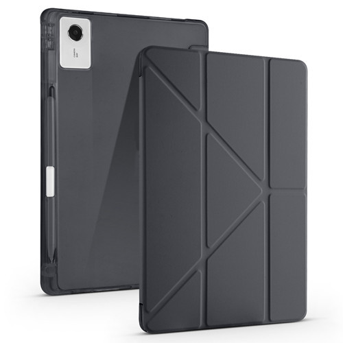 Lenovo Idea Tab Plus 12.1 Kılıf Tri Folding Kalem Bölmeli Standlı Kılıf - Siyah