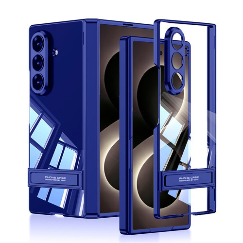 Galaxy Z Fold 8 Ultra Kılıf Kamera Korumalı Şeffaf Tasarımlı Lego Standlı Kılıf - Mavi