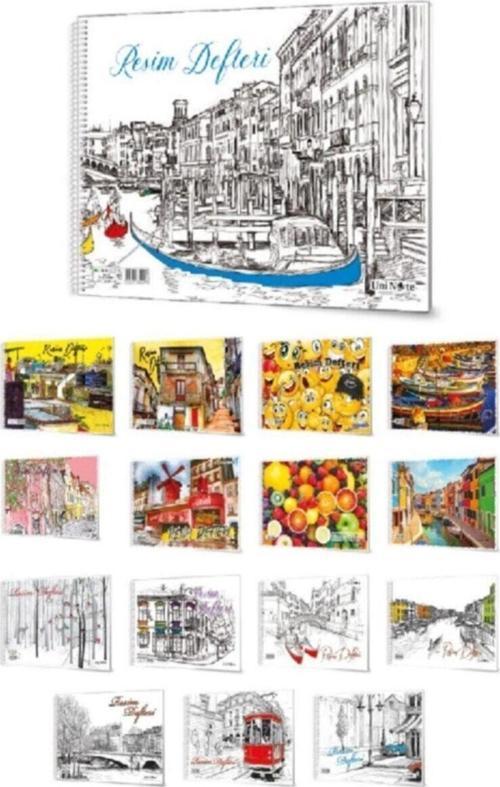 ( 5 Adet ) 35X50 Cm. Telli Resim Defteri 15 Yp. Karton Kapak