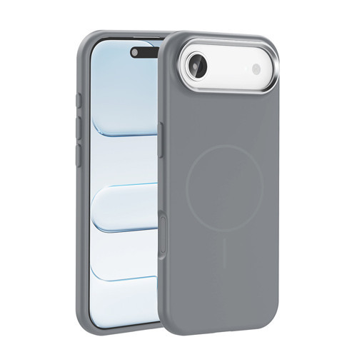 iPhone 17 Air Kılıf M-Safe Şarj Özellikli Metal Kamera Çerçeveli Edi Silikon Kılıf - Titanyum-Gri