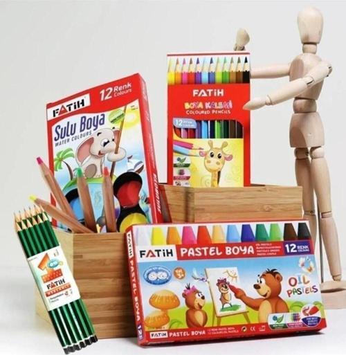 4 Lü Okul Kırtasiye Seti Pastel Sulu Kuru Boya Fati?Hset7