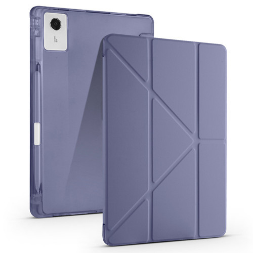 Lenovo Idea Tab Plus 12.1 Kılıf Tri Folding Kalem Bölmeli Standlı Kılıf - Mor