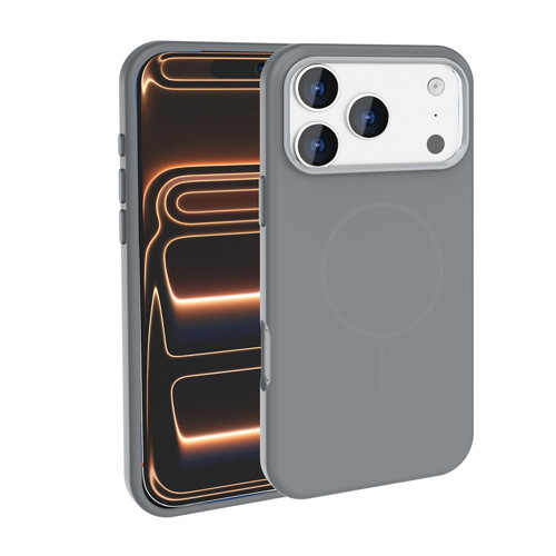iPhone 18 Pro Kılıf M-Safe Şarj Özellikli Metal Kamera Çerçeveli Edi Silikon Kılıf - Titanyum-Gri