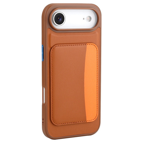 iPhone 17 Air Kılıf Kartlıklı X-Kart Silikon Kılıf - Kahverengi