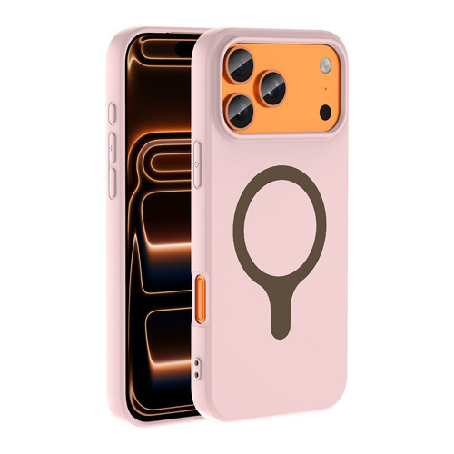 iPhone 18 Pro Kılıf M-Safe Şarj Özellikli Aris Silikon Kılıf - Açık Pembe