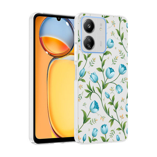 Xiaomi Poco C65 Kılıf Kamera Korumalı Desenli Klip Kılıf - Mavi Lale