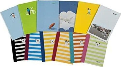 60 Yaprak Kareli Ve Çizgili A5 Karton Kapak Defter 12 Li Set
