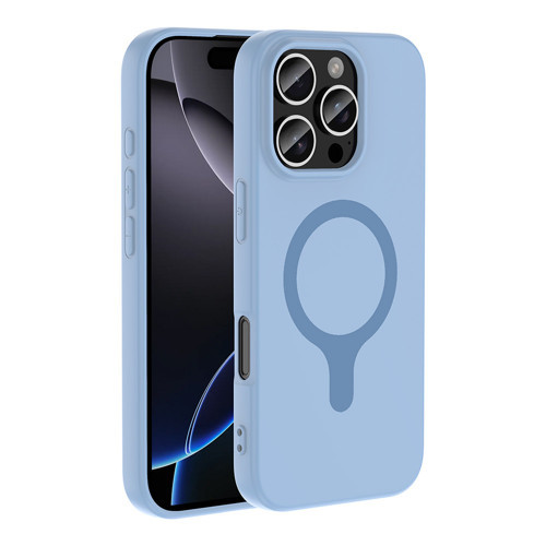 iPhone 16 Pro Max Kılıf M-Safe Şarj Özellikli Aris Silikon Kılıf - Baby Blue