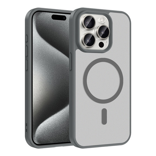 iPhone 15 Pro Kılıf M-safe Şarj Özellikli Babet Kılıf - Gri