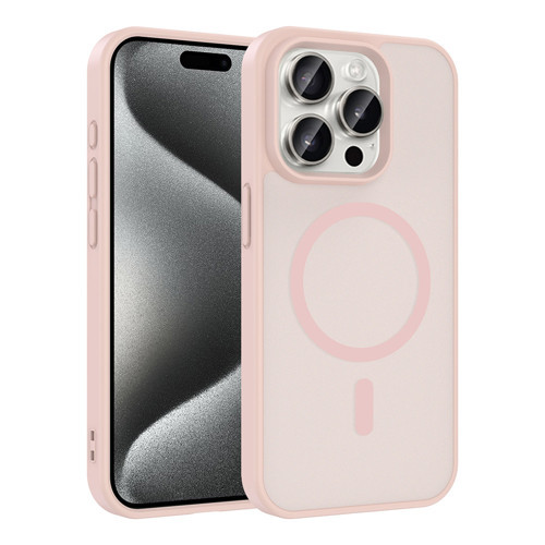 iPhone 15 Pro Kılıf M-safe Şarj Özellikli Babet Kılıf - Pembe