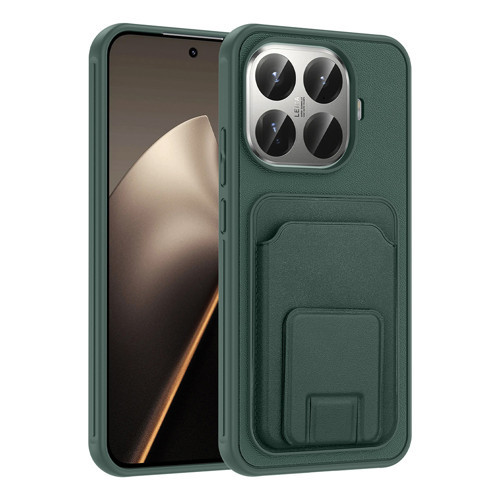 Xiaomi 15T Pro Kılıf Kartlıklı TPU Bikart Kılıf - Koyu Yeşil