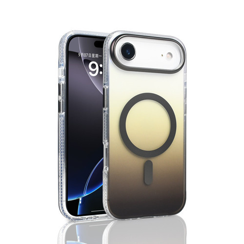 iPhone 17 Air Kılıf M-safe Şarj Özellikli Transparan Renk Geçişli Toros Kılıf - Gri