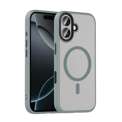 iPhone 17 Kılıf Mat Arka Yüzey Wireless Şarj Özellikli Flet M-safe Kılıf - Gri