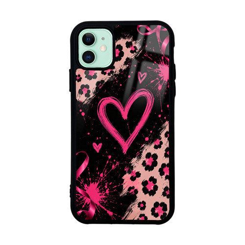 iPhone 11 Kılıf Kamera Korumalı Desenli Lusi Kılıf - Pembe Kalp