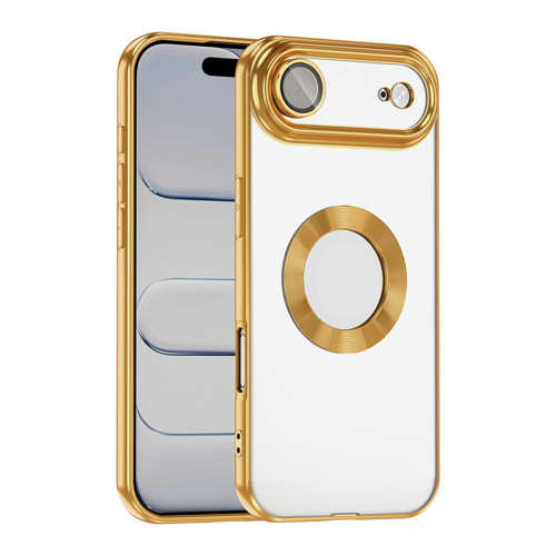 iPhone 17 Air Kılıf Kamera Korumalı Logo Gösteren Omega Kılıf - Gold