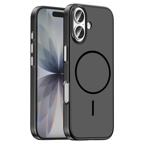 iPhone 16 Kılıf M-Safe Şarj Özellikli Lora PC Kılıf - Siyah