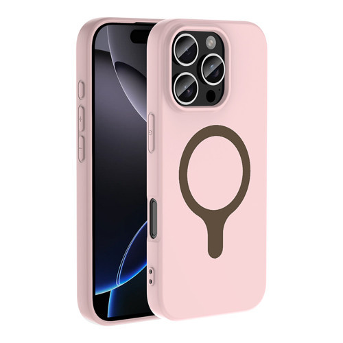 iPhone 16 Pro Max Kılıf M-Safe Şarj Özellikli Aris Silikon Kılıf - Açık Pembe