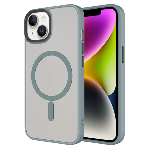 iPhone 15 Kılıf Mat Arka Yüzey Wireless Şarj Özellikli Flet M-safe Kılıf - Titanyum