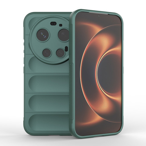 Xiaomi 17 Ultra Kılıf Esnek TPU Oyuklu Arka Yüzey Tasarımlı Etnik Silikon Kılıf - Koyu Yeşil