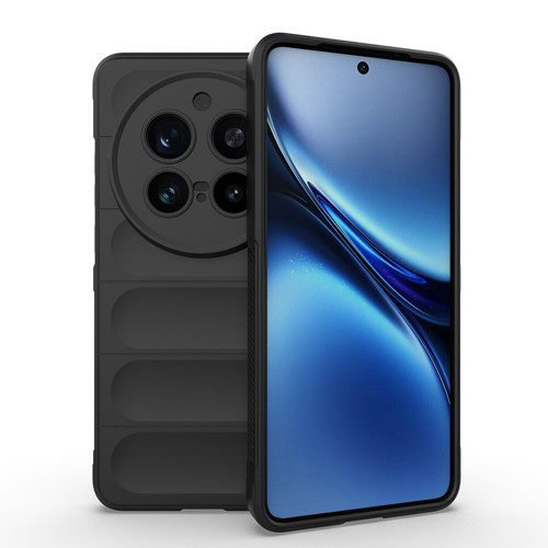 Vivo X200 Pro 5G Kılıf Esnek TPU Oyuklu Arka Yüzey Tasarımlı Etnik Silikon Kılıf - Siyah