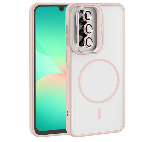 Galaxy A17 Kılıf Standlı ve Kamera Lens Hediyeli Etro Kılıf - Pembe
