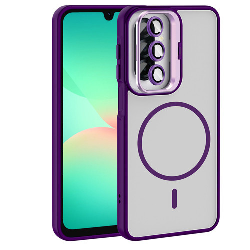Galaxy A17 Kılıf Standlı ve Kamera Lens Hediyeli Etro Kılıf - Derin Mor