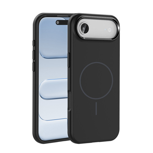 iPhone 17 Air Kılıf M-Safe Şarj Özellikli Metal Kamera Çerçeveli Edi Silikon Kılıf - Siyah