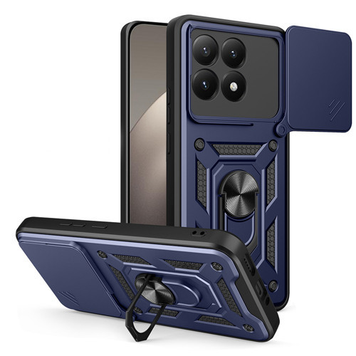 Xiaomi 15T Kılıf Magnetik Standlı Kamera Korumalı Sürgülü Vega Kılıf - Mavi