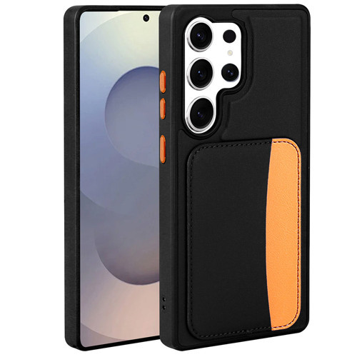 Galaxy S25 Ultra Kılıf Kartlıklı X-Kart Silikon Kılıf - Siyah