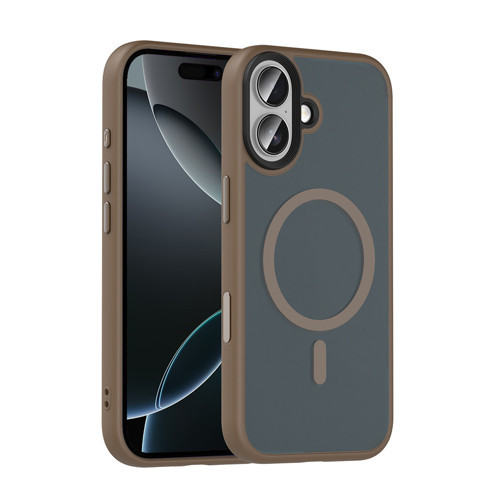 iPhone 17 Kılıf Mat Arka Yüzey Wireless Şarj Özellikli Flet M-safe Kılıf - Desert Titanyum