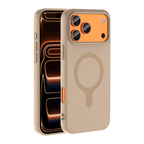 iPhone 18 Pro Kılıf M-Safe Şarj Özellikli Aris Silikon Kılıf - Krem