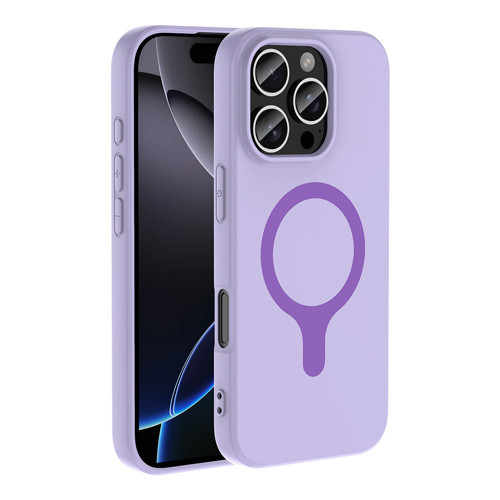 iPhone 16 Pro Kılıf M-Safe Şarj Özellikli Aris Silikon Kılıf - Lila