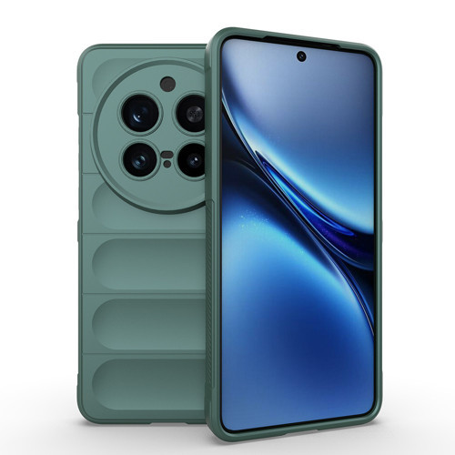 Vivo X200 Pro 5G Kılıf Esnek TPU Oyuklu Arka Yüzey Tasarımlı Etnik Silikon Kılıf - Koyu Yeşil