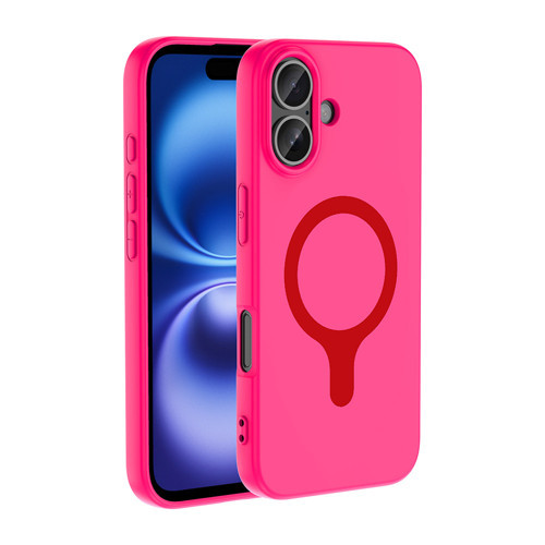 iPhone 17 Kılıf M-Safe Şarj Özellikli Aris Silikon Kılıf - Koyu Pembe