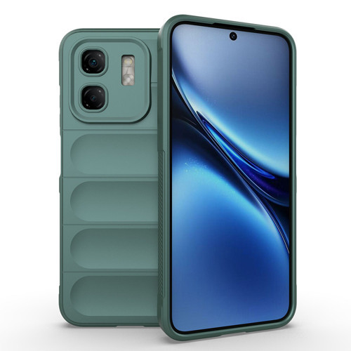 İnfinix Smart 9 Kılıf Esnek TPU Oyuklu Arka Yüzey Tasarımlı Etnik Silikon Kılıf - Koyu Yeşil