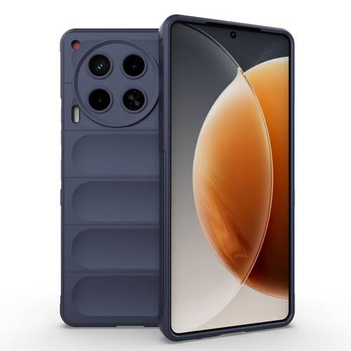 Tecno Camon 30 4G Kılıf Esnek TPU Oyuklu Arka Yüzey Tasarımlı Etnik Silikon Kılıf - Lacivert
