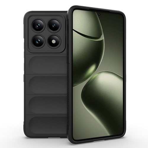 Xiaomi 14T Kılıf Esnek TPU Oyuklu Arka Yüzey Tasarımlı Etnik Silikon Kılıf - Siyah