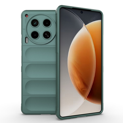 Tecno Camon 30 4G Kılıf Esnek TPU Oyuklu Arka Yüzey Tasarımlı Etnik Silikon Kılıf - Koyu Yeşil