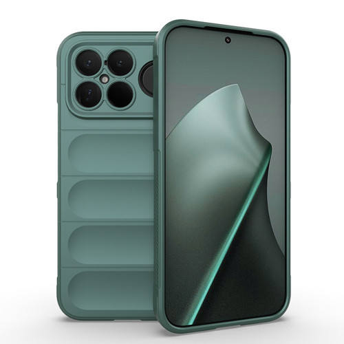 Xiaomi Poco F8 Ultra Kılıf Esnek TPU Oyuklu Arka Yüzey Tasarımlı Etnik Silikon Kılıf - Koyu Yeşil